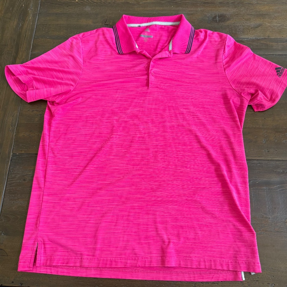 Adidas Fuschia Pink Polo Golf Shirt